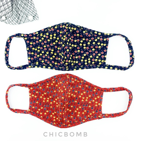 CHICBOMB Accessories - MADE IN USA 2 ULTRA SOFT DAINTY FLORAL FACE MASK